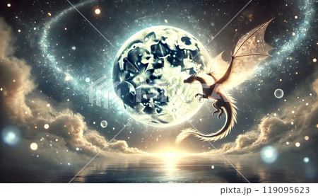 ドラゴンと満月 119095623