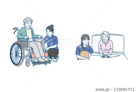 高齢者と介護士のイラスト 高齢者と介護士のイラスト 119095711