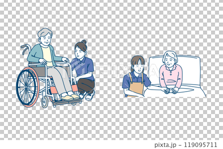 高齢者と介護士のイラスト 高齢者と介護士のイラスト 119095711