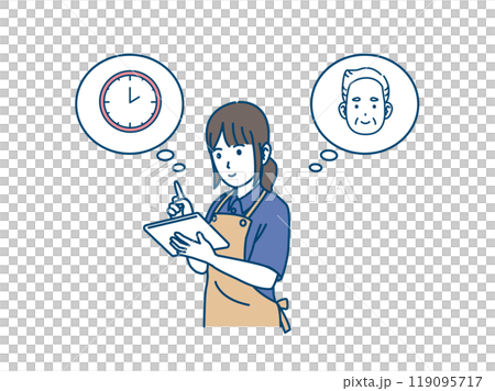 タブレットを使う介護士のイラスト タブレットを使う介護士のイラスト 119095717