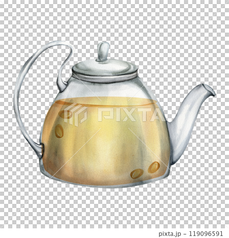 Glass teapot with orange liquid autumn berry tea watercolor illustration.Sea buckthorn hot drink in kettle clipart for restaurant seasonal drink menu,poster,cafe design. Drugstore medicine tea packing Glass teapot with orange liquid autumn berry tea watercolor illustration.Sea buckthorn hot drink in kettle clipart for restaurant seasonal drink menu,poster,cafe design. Drugstore medicine tea packing 119096591