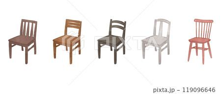 かわいい木椅子のイラストセット 119096646