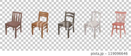 かわいい木椅子のイラストセット 119096646