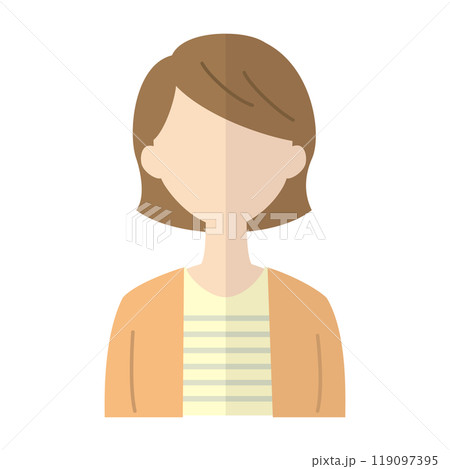 若い女性の人物アイコンのイラスト シルエット 顔なしフラットデザイン 若い女性の人物アイコンのイラスト シルエット 顔なしフラットデザイン 119097395