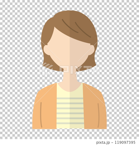 若い女性の人物アイコンのイラスト シルエット 顔なしフラットデザイン 若い女性の人物アイコンのイラスト シルエット 顔なしフラットデザイン 119097395