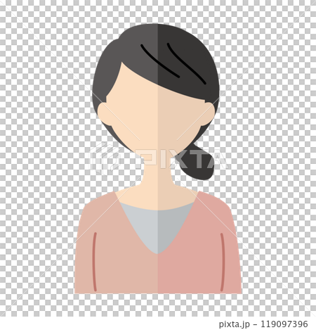 若い女性の人物アイコンのイラスト シルエット 顔なしフラットデザイン 若い女性の人物アイコンのイラスト シルエット 顔なしフラットデザイン 119097396