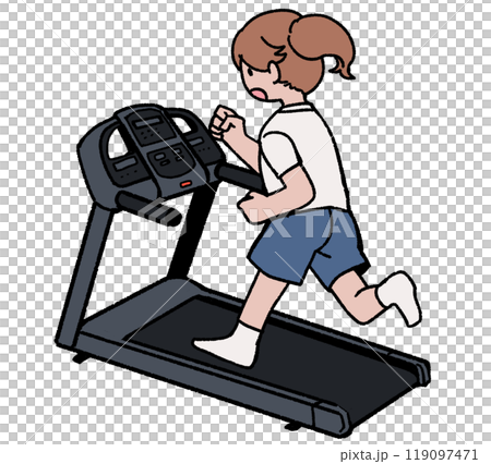 Girl using a treadmill Girl using a treadmill 119097471