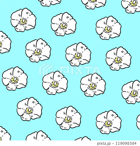 白いポピーの背景のイラスト3 119098384