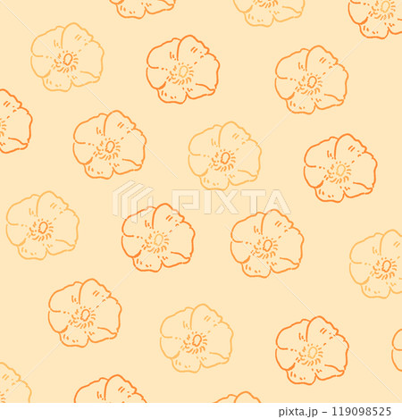 レトロなポピーの線の背景イラスト78 119098525