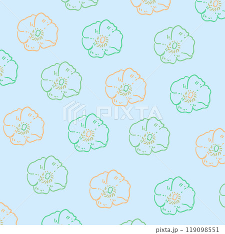 レトロなポピーの線の背景イラスト72 119098551
