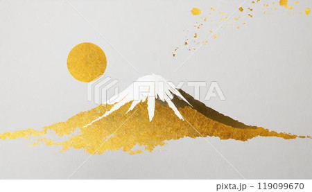 和紙に描いた金色の富士山 119099670