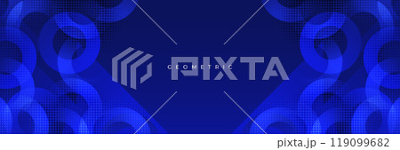 Abstract Blue Geometric Background with Circular Shapes and Halftone Effect 119099682