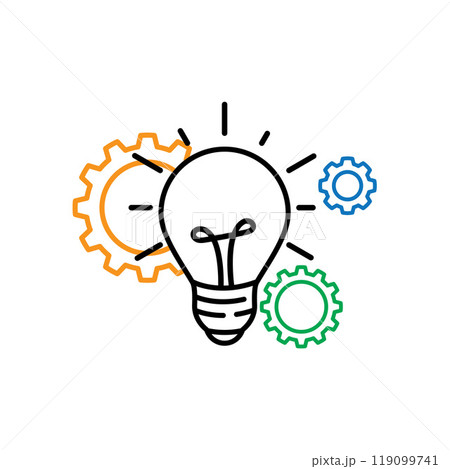 Gear and bulb icon Gear and bulb icon 119099741