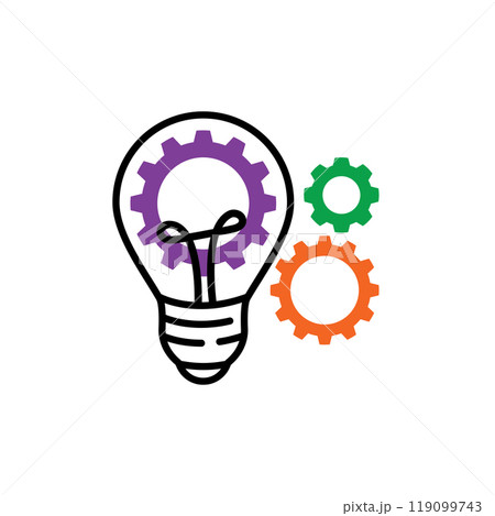 Gear and bulb icon Gear and bulb icon 119099743