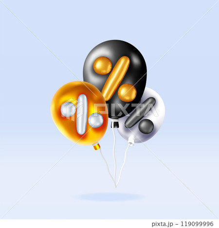 3D set of realistic percent sign balloon isolated 3D set of realistic percent sign balloon isolated 119099996