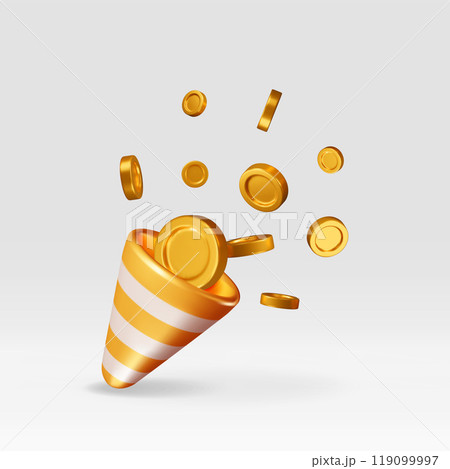 3d party popper with flying money coin 119099997