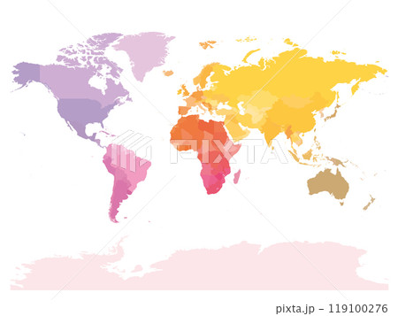 This political world map illustrates the boundaries between countries, highlighting various regions with distinct colors to represent different nations and territories across the globe. This political world map illustrates the boundaries between countries, highlighting various regions with distinct colors to represent different nations and territories across the globe. 119100276