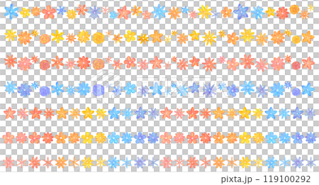 カラフルな花の飾り罫 装飾 セット カラフルな花の飾り罫 装飾 セット 119100292