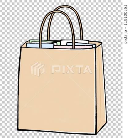 裝滿雜紙的紙袋插畫 裝滿雜紙的紙袋插畫 119100361