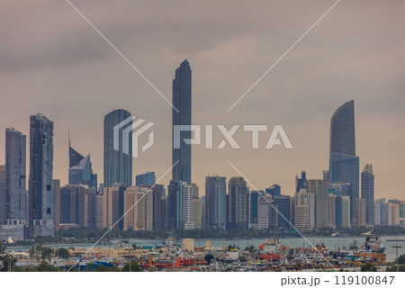 Abu Dhabi city in evening 119100847