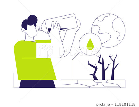 Lack of drinking water abstract concept vector illustration. 119101119