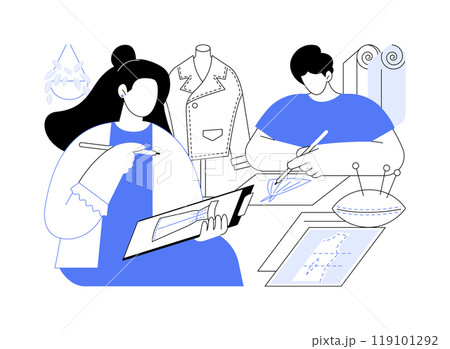 Tailoring isolated cartoon vector illustrations. 119101292