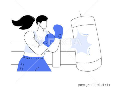 Kickboxing workout isolated cartoon vector illustrations. 119101314