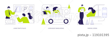 Car driving school abstract concept vector illustrations. Car driving school abstract concept vector illustrations. 119101395