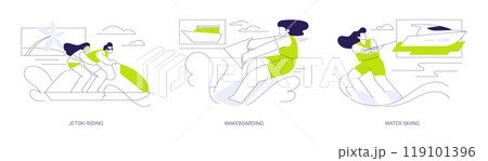 Water sports abstract concept vector illustrations. Water sports abstract concept vector illustrations. 119101396