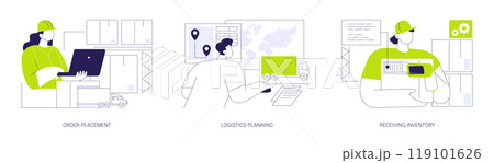 Supply chain management abstract concept vector illustrations. Supply chain management abstract concept vector illustrations. 119101626
