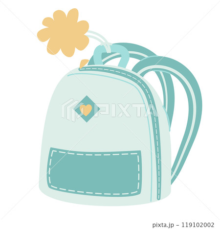 Children school backpack illustration, cute backpack, flat style vector illustration. Element for print, banner, card, brochure Children school backpack illustration, cute backpack, flat style vector illustration. Element for print, banner, card, brochure 119102002