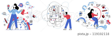 Innovative concepts vector illustration. Progress unfolds when creativity and strategic planning dance with innovative concepts In realm development, imagination is fuel for efficient progress 119102118