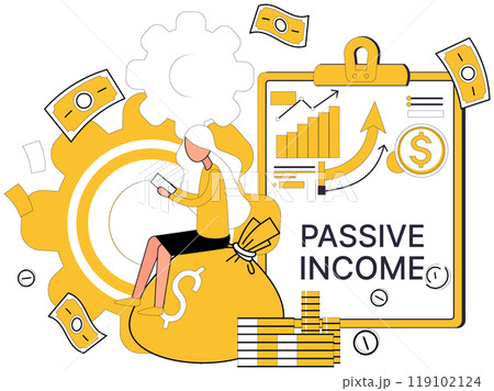 Passive income vector illustration. Investing, silent sculptor, molds statues wealth in gallery passive income Increase is silent whisper propels passive income to new heights financial achievement Passive income vector illustration. Investing, silent sculptor, molds statues wealth in gallery passive income Increase is silent whisper propels passive income to new heights financial achievement 119102124
