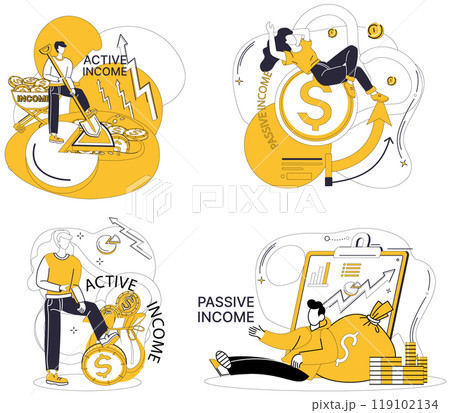 Passive income vector illustration. Growth is silent gardener tending to flowers passive income in economic landscape Economy, silent conductor, orchestrates harmony financial success through passive Passive income vector illustration. Growth is silent gardener tending to flowers passive income in economic landscape Economy, silent conductor, orchestrates harmony financial success through passive 119102134