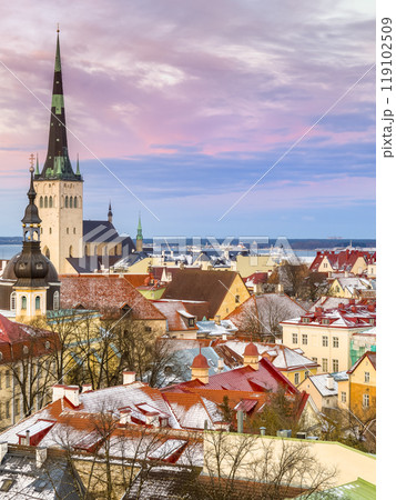エストニア・タリン歴史地区の夕景 / Tallinn, Estonia 119102509