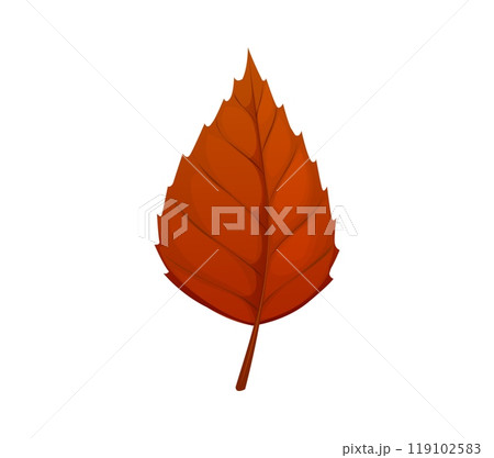 Cartoon autumn leaf, showcasing rich shades of orange or red and jagged edges. Isolated vector tree foliage evoke the warmth and beauty of the fall season, symbolizing seasonal change and nature 119102583