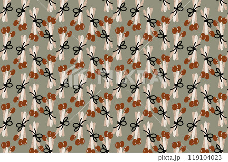 Row of Matches Pattern on a green background. Seamless pattern. Hand-drawn matches. Row of Matches Pattern on a green background. Seamless pattern. Hand-drawn matches. 119104023