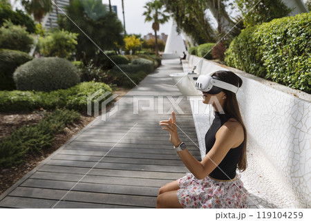 Engaging in Virtual Reality While Surrounded by Natures Extraordinary Beauty and Serenity 119104259