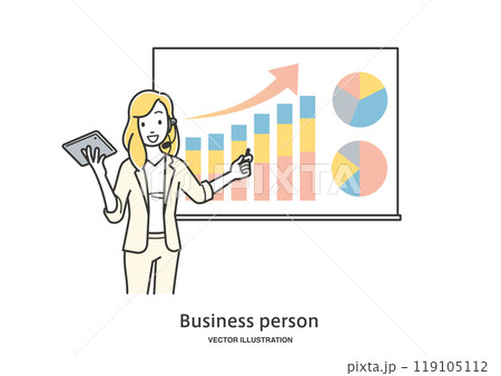 プレゼンをする女性会社員 119105112