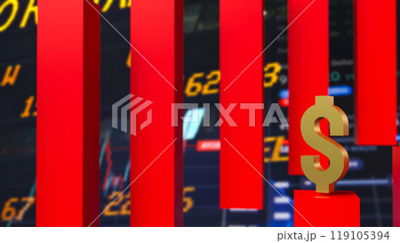 The red dollar symbol on Business background 3d rendering. 119105394