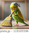 掃除するセキセイインコ 119105596