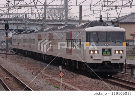 高崎線を轟音を立てて疾走する185系電車_特急草津_2010/4/10撮影 119106013