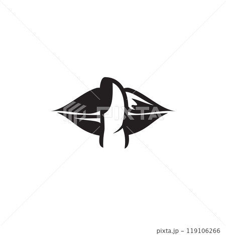 Woman lips with finger showing silence sign template design 119106266