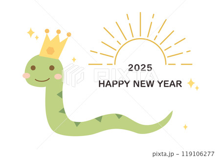2025年の巳年の年賀状に使えるイラストのカード 119106277