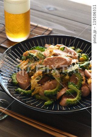 魚肉ソーセージのゴーヤチャンプル 魚肉ソーセージのゴーヤチャンプル 119106311