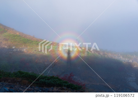 秋の唐松岳登山（ブロッケン現象） 119106572