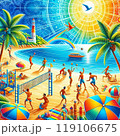 真夏のビーチイラスト3 119106675