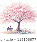 桜の木の下でイラスト2 119106677