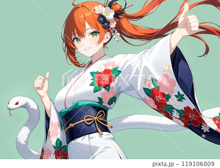 【年賀状】2025年年賀状イラスト素材　巳年　（AI画像） 119106809