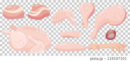 鶏肉生肉のイラストセット 119107101